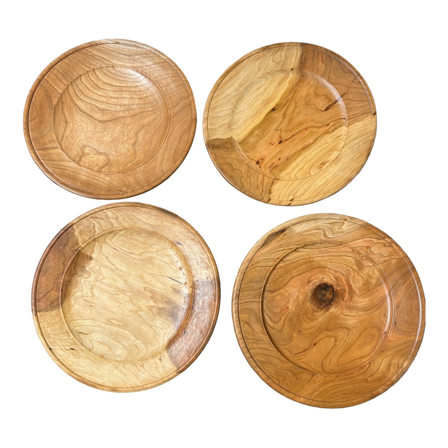 Cherry Wood Plates - Set of 4