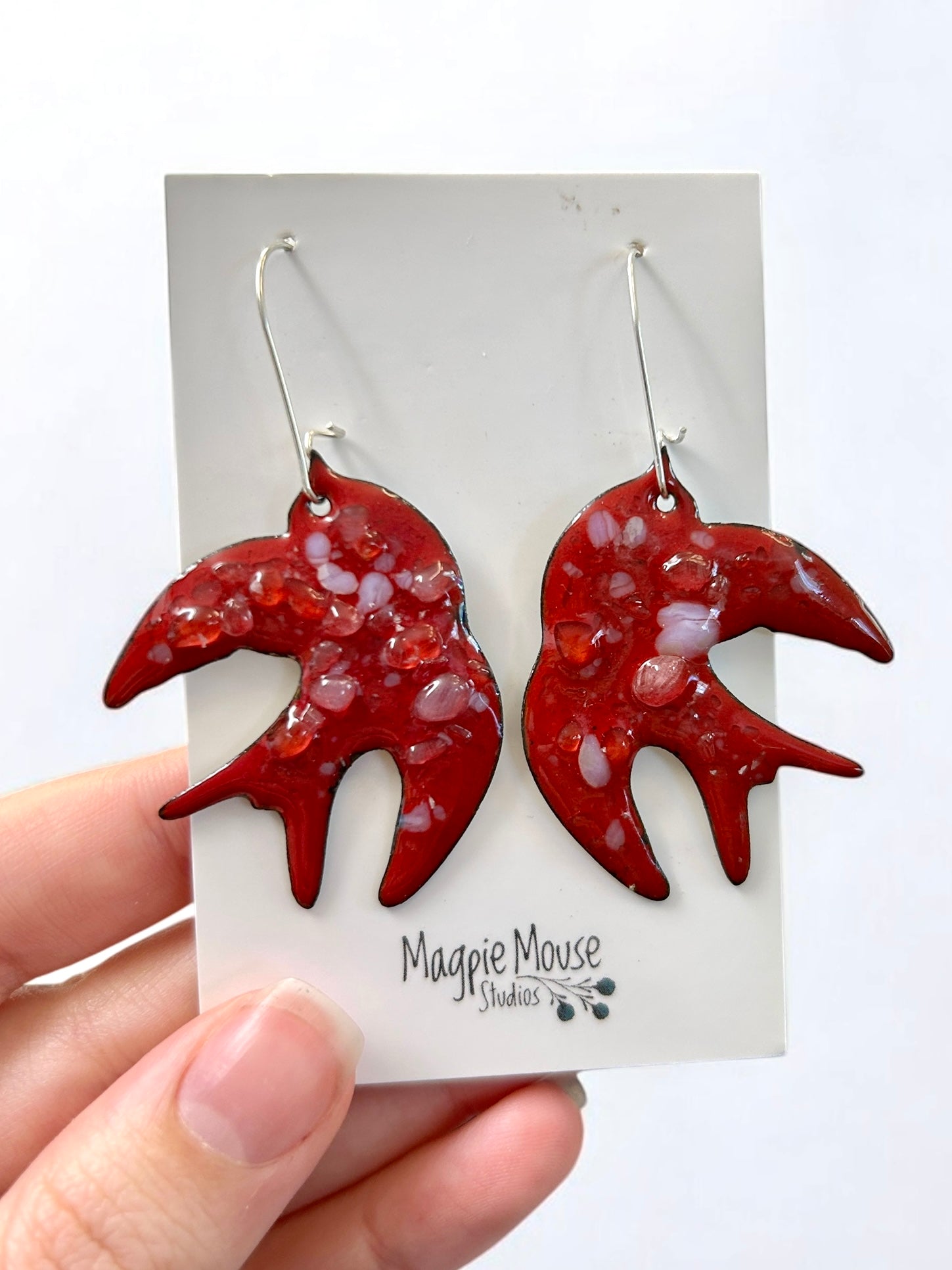 Swallow Earrings - Red