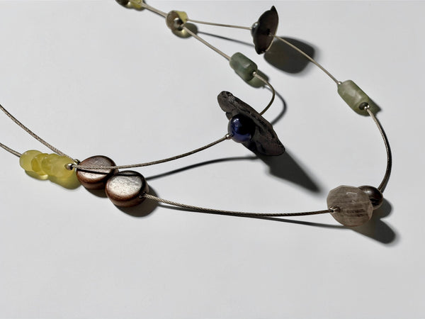 Porcelain and Stoneware Long Strand Necklace