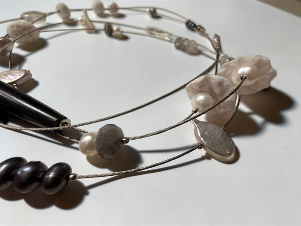 Porcelain and Stoneware Long Strand Necklace