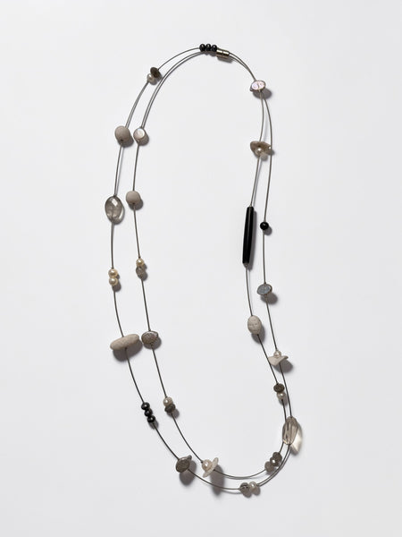 Porcelain and Stoneware Long Strand Necklace