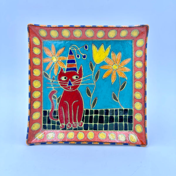 Red Cat sitting amongst Flowers (small)