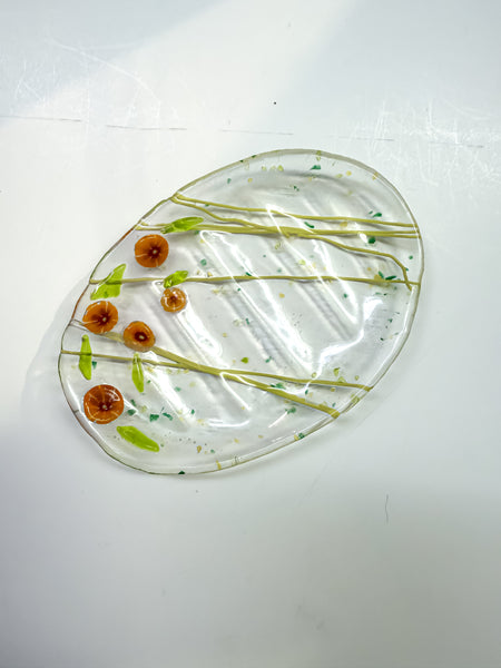 Oval Soap Dish - Flowers