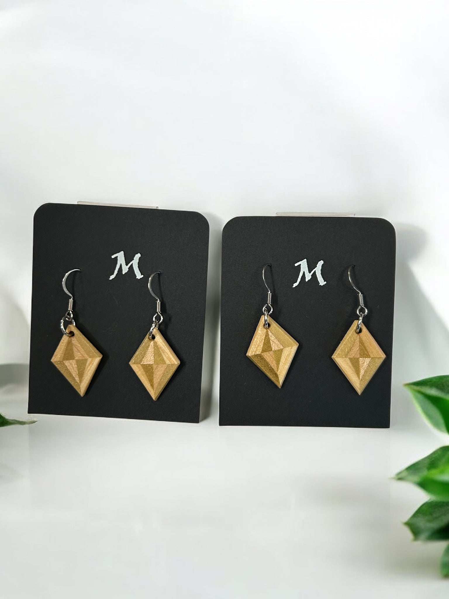 Wood Diamond Earrings