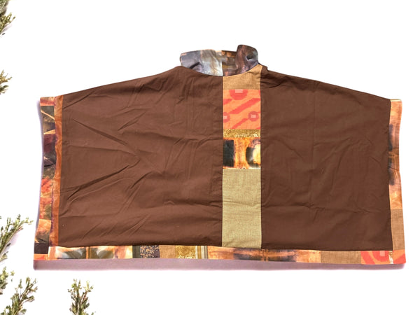 Poncho with Vintage and Hand-Dyed Cotton Pieces