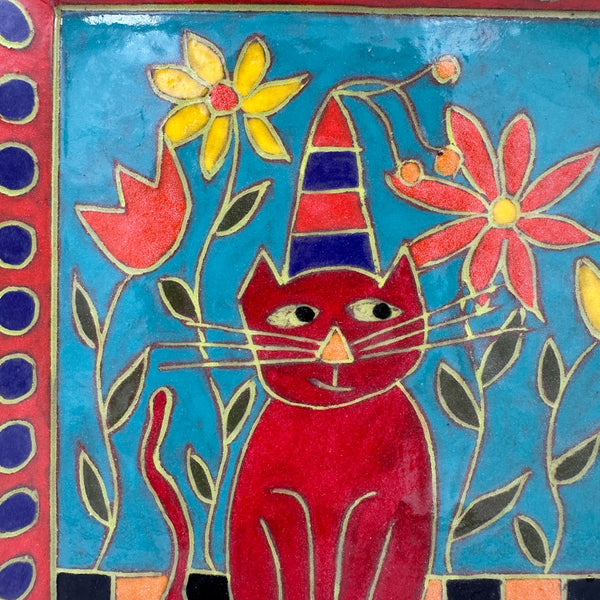 Red Cat in Flowers Large