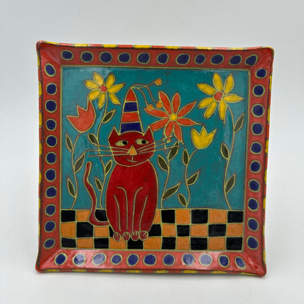 Red Cat in Flowers Large