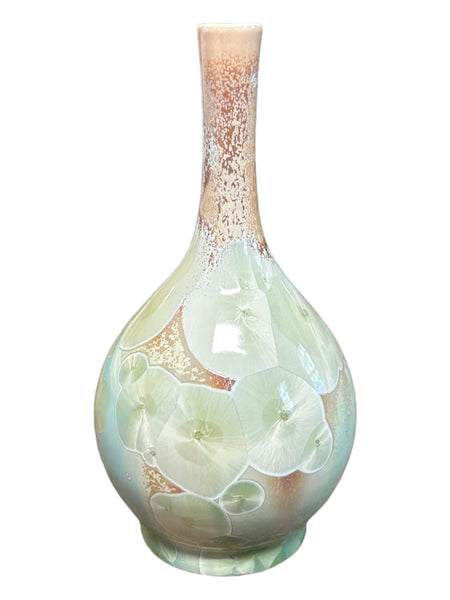 Crystalline Light Green w/ Burgundy Base Vase
