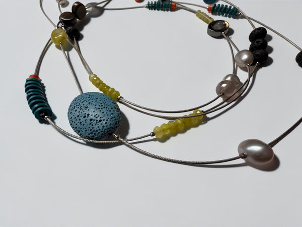 Porcelain and Stoneware Long Strand Necklace