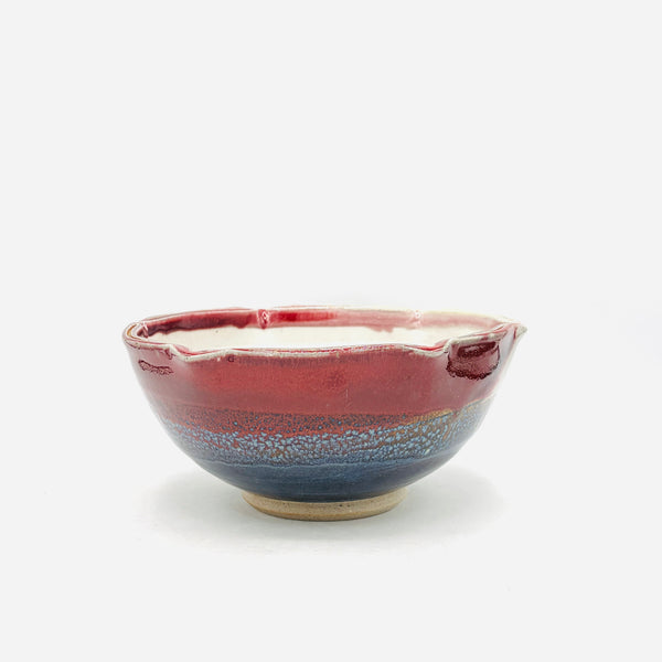 Red Rainbow Stoneware Fluted Rim Bowl