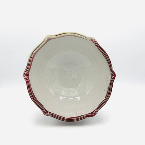 Red Rainbow Stoneware Fluted Rim Bowl