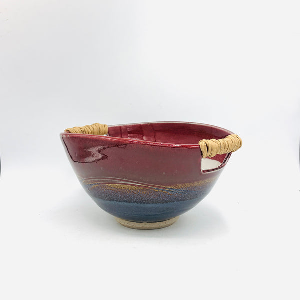 Red Rainbow Stoneware Basket Bowl