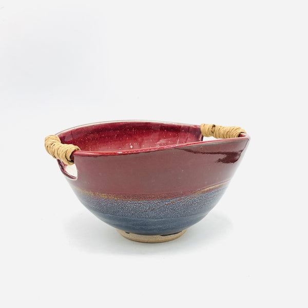 Red Rainbow Stoneware Basket Bowl