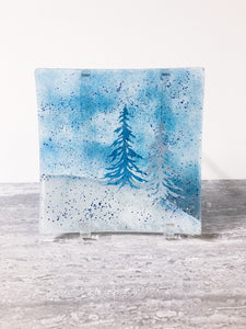 Square Winter Tree Plate