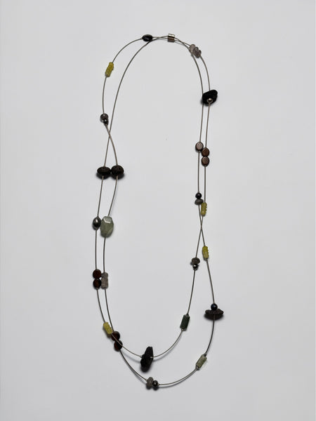 Porcelain and Stoneware Long Strand Necklace