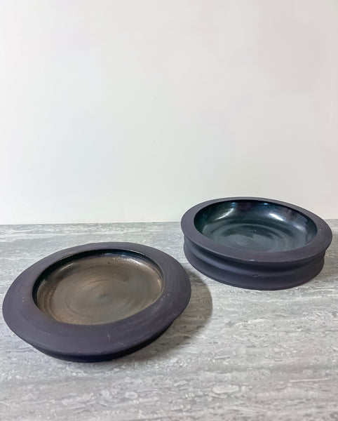 X-Large Black Clay Salt Dish