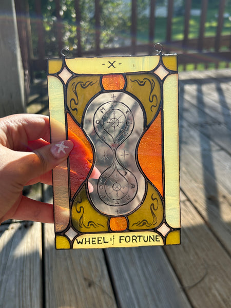 Tarot Card Stained Glass - Wheel of Fortune