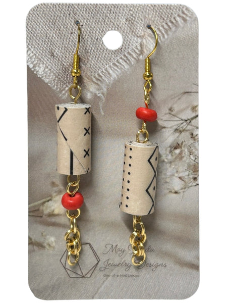 Paper Wrap & Beaded Earrings