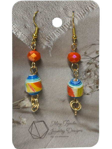 Paper Wrap & Beaded Earrings