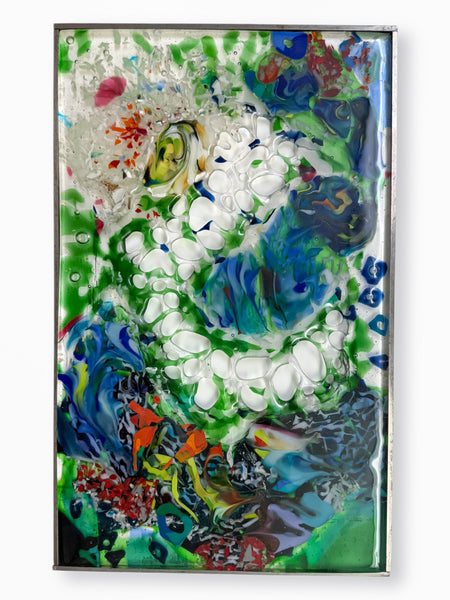 Abstract Stand Glass with Metal Stand