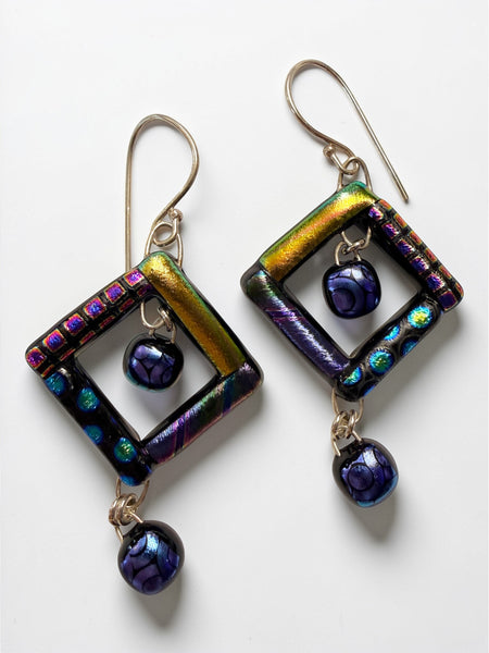 Open Double-Drop Dichroic Earring, Md