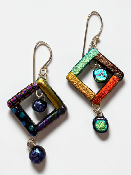 Open Double-Drop Dichroic Earring, Md