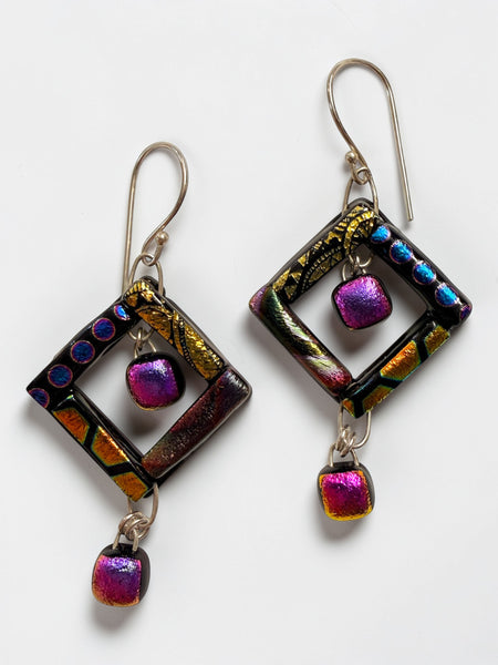 Open Double-Drop Dichroic Earring, Md