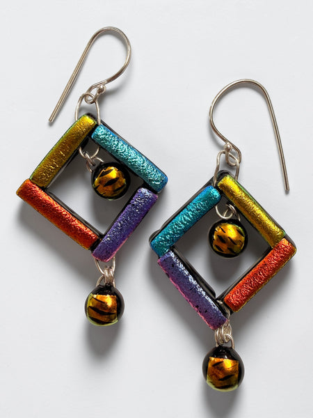 Open Double-Drop Dichroic Earring, Md