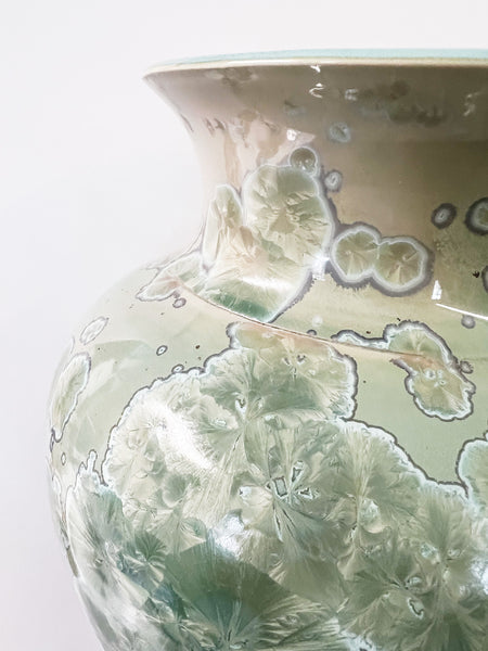 Large Green Crystalline Vase