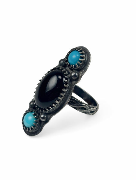 Onyx and Turquoise Ring