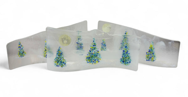 White Sparkly Blue/Green Tree Wave