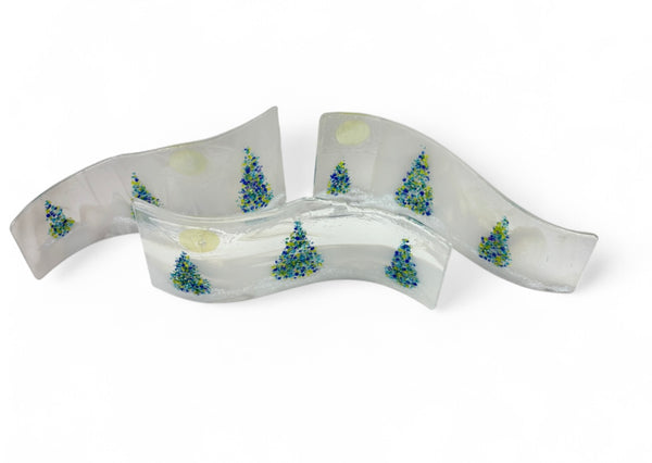 White Sparkly Blue/Green Tree Wave