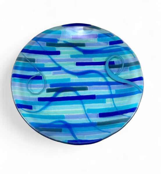 9.5" Round Blue Stripped Plate