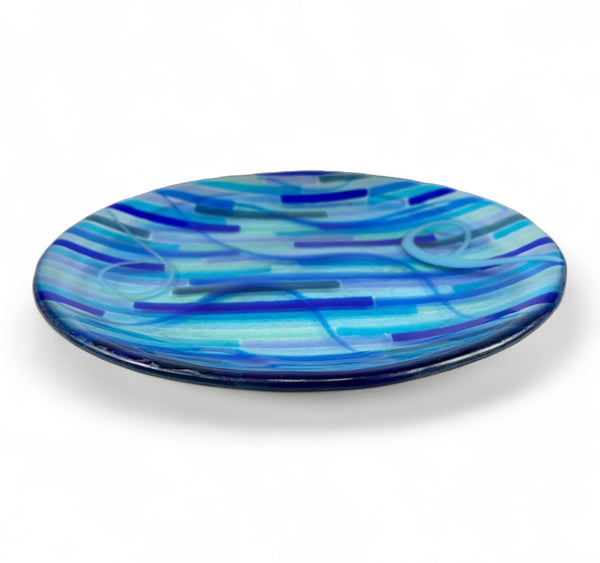 9.5" Round Blue Stripped Plate