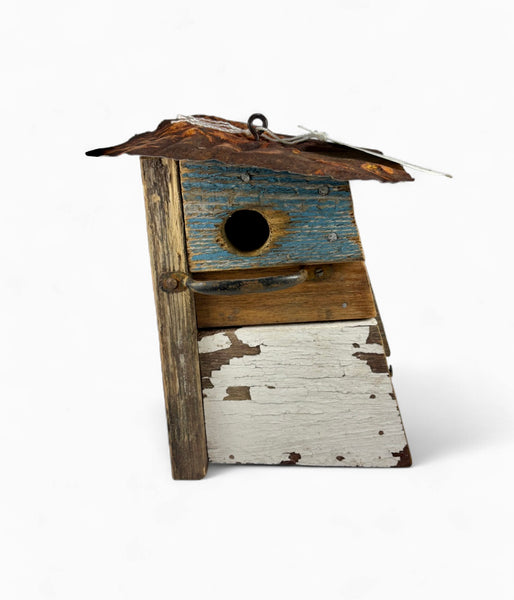 RK - Blue & White Slant Bird House