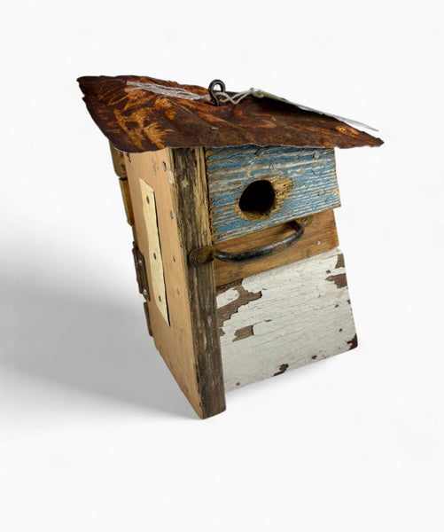 RK - Blue & White Slant Bird House