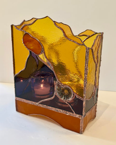 Purple & Amber 2 Light Candle Shelter