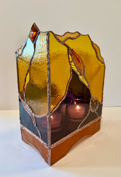 Purple & Amber 2 Light Candle Shelter