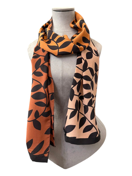 Ombre Leaf Crepe Scarf
