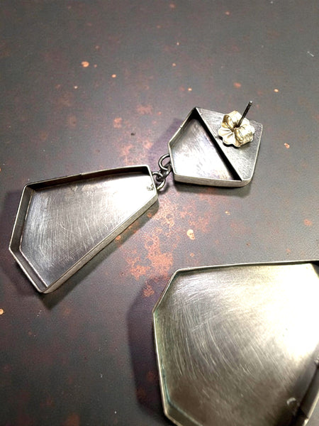 Hollow Construction Silver Earrings - Dangle