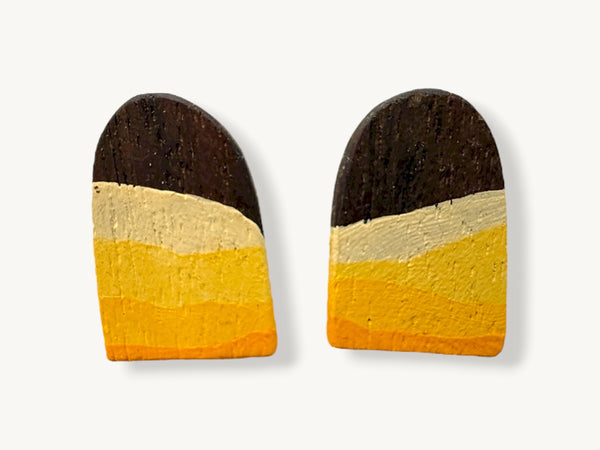 Small Arch Stud Earrings - Dark Stain