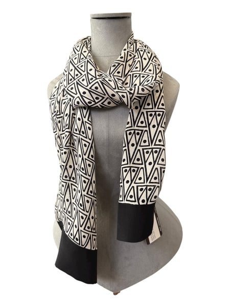 Black & White Crepe Silk Scarf