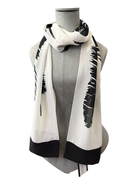 Black & White Crepe Silk Scarf