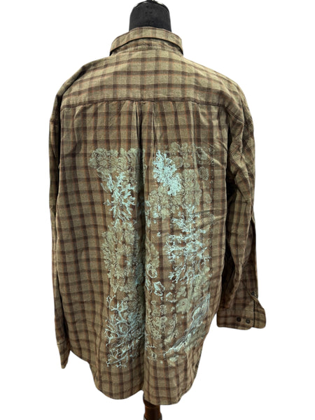 Forest with Brown and Orange Plaid Flannel