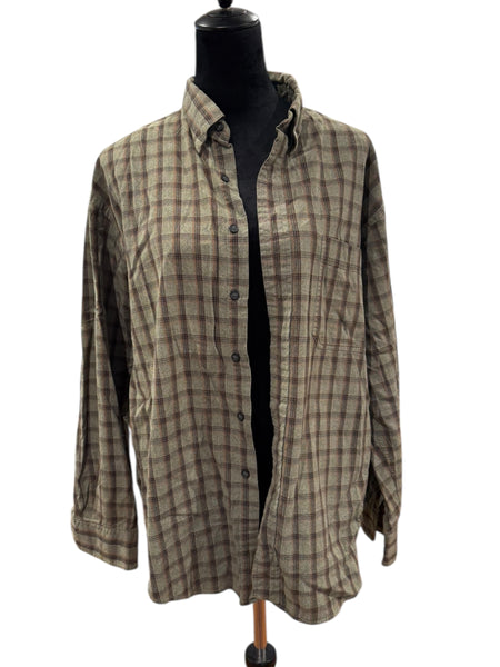 Forest with Brown and Orange Plaid Flannel