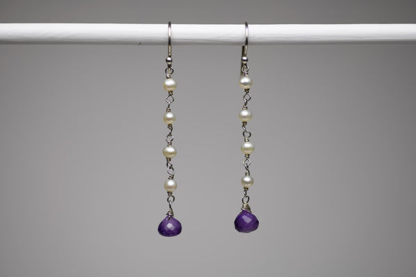 Pearl & Gemstone Dangle Earrings