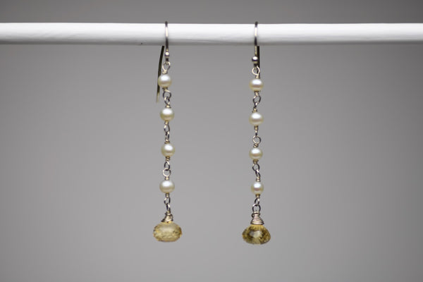 Pearl & Gemstone Dangle Earrings