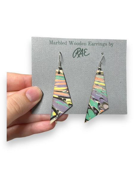 Large Marbled Wooden Earrings