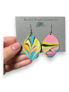 Large Marbled Wooden Earrings