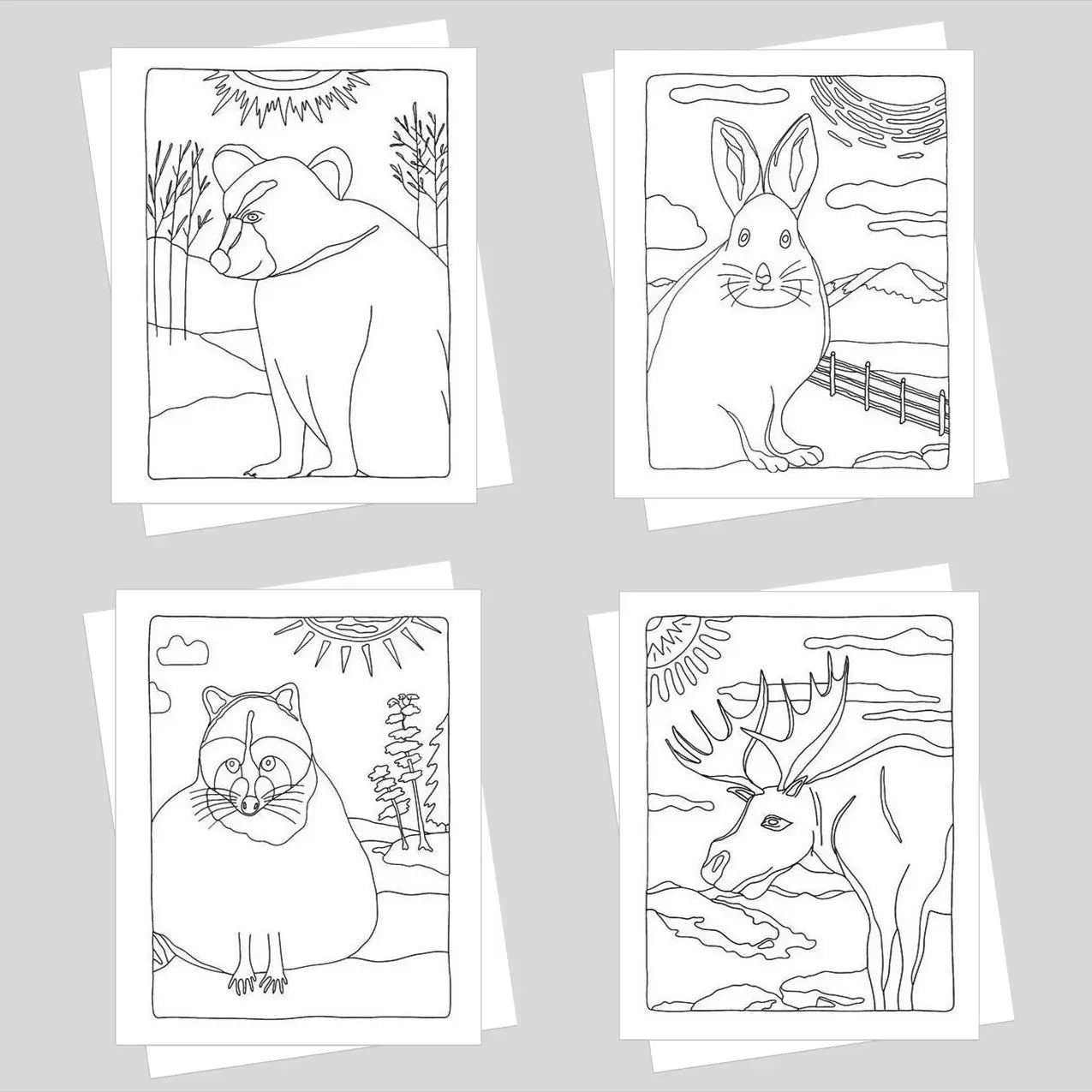 Backcountry Critters Coloring Card Set